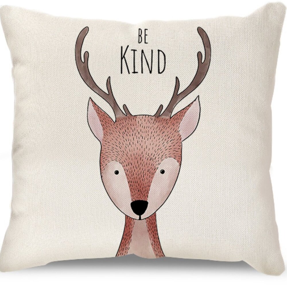 NEW Minimalist Flax Cushion Cover 18" x 18" | Deer